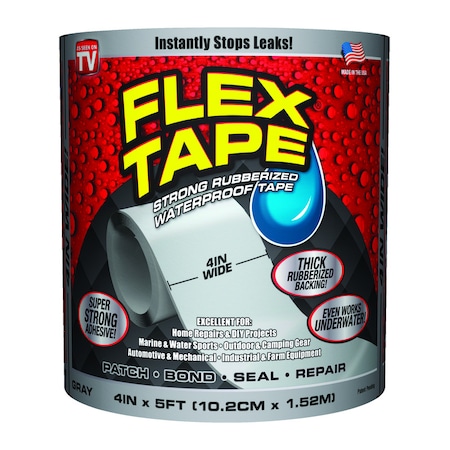 Flex Tape Flex Seal Family of Products Flex Tape 4 in. W X 5 ft. L Gray Waterproof Repair Tape TFSGRYR0405